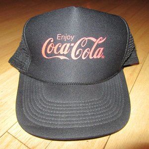 VINTAGE COCA COLA TRUCKER HAT/SNAPBACK/BLACK/RED/COBRA CAPS/FOAM!